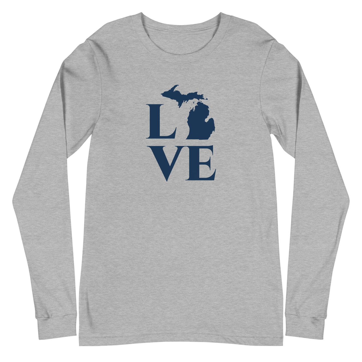 Michigan 'Love' T-Shirt (Roman Serif Font) | Unisex Long Sleeve