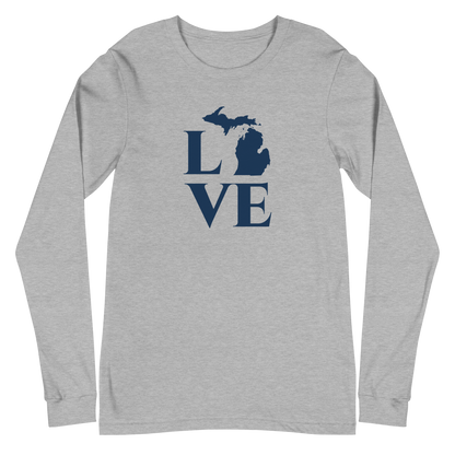 Michigan 'Love' T-Shirt (Roman Serif Font) | Unisex Long Sleeve