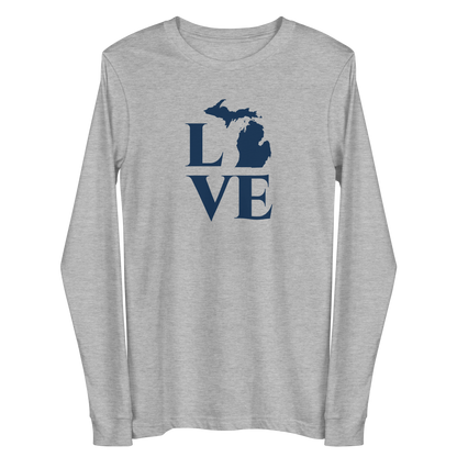 Michigan 'Love' T-Shirt (Roman Serif Font) | Unisex Long Sleeve