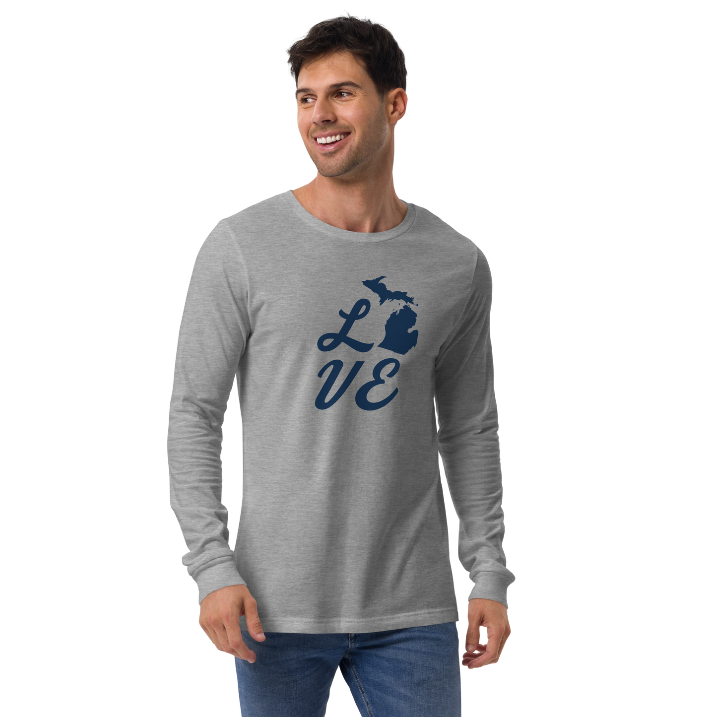 Michigan 'Love' T-Shirt (Retro Script Font) | Unisex Long Sleeve