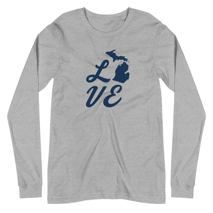 Michigan 'Love' T-Shirt (Retro Script Font) | Unisex Long Sleeve