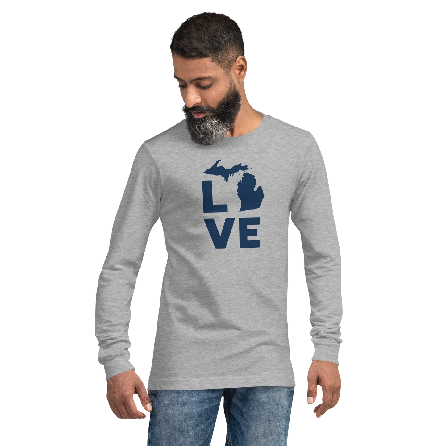 Michigan 'Love' T-Shirt (Geometric Sans Font) | Unisex Long Sleeve