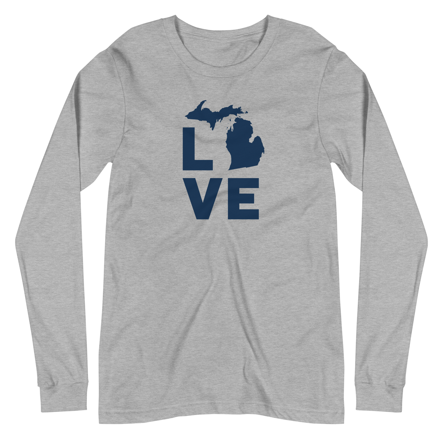 Michigan 'Love' T-Shirt (Geometric Sans Font) | Unisex Long Sleeve