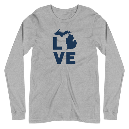 Michigan 'Love' T-Shirt (Geometric Sans Font) | Unisex Long Sleeve