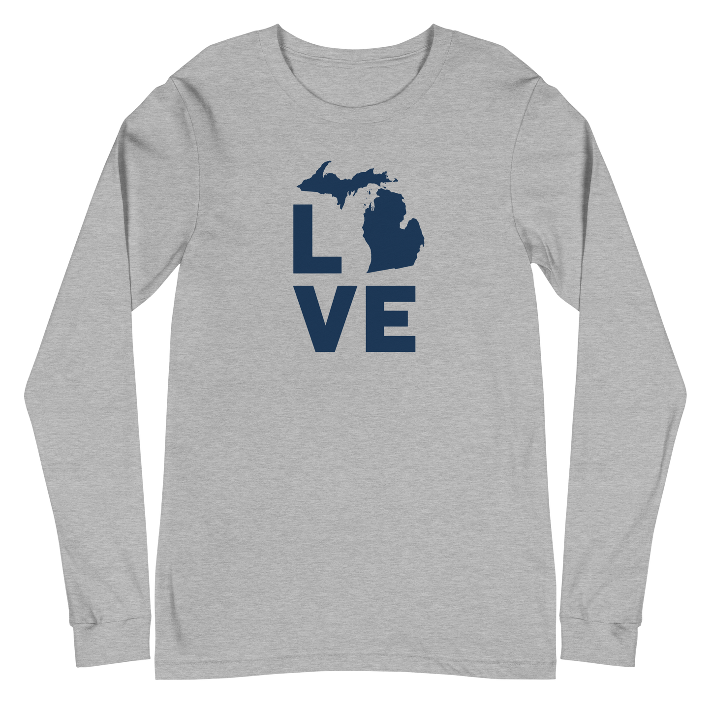 Michigan 'Love' T-Shirt (Geometric Sans Font) | Unisex Long Sleeve