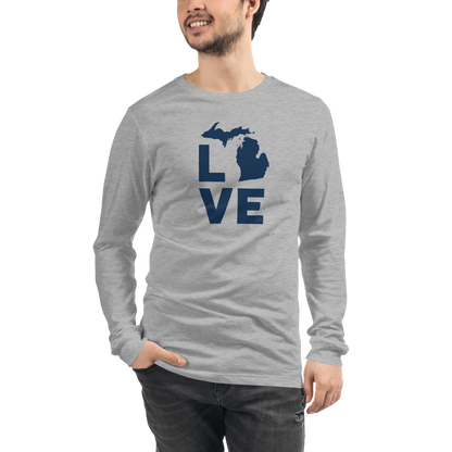 Michigan 'Love' T-Shirt (Geometric Sans Font) | Unisex Long Sleeve