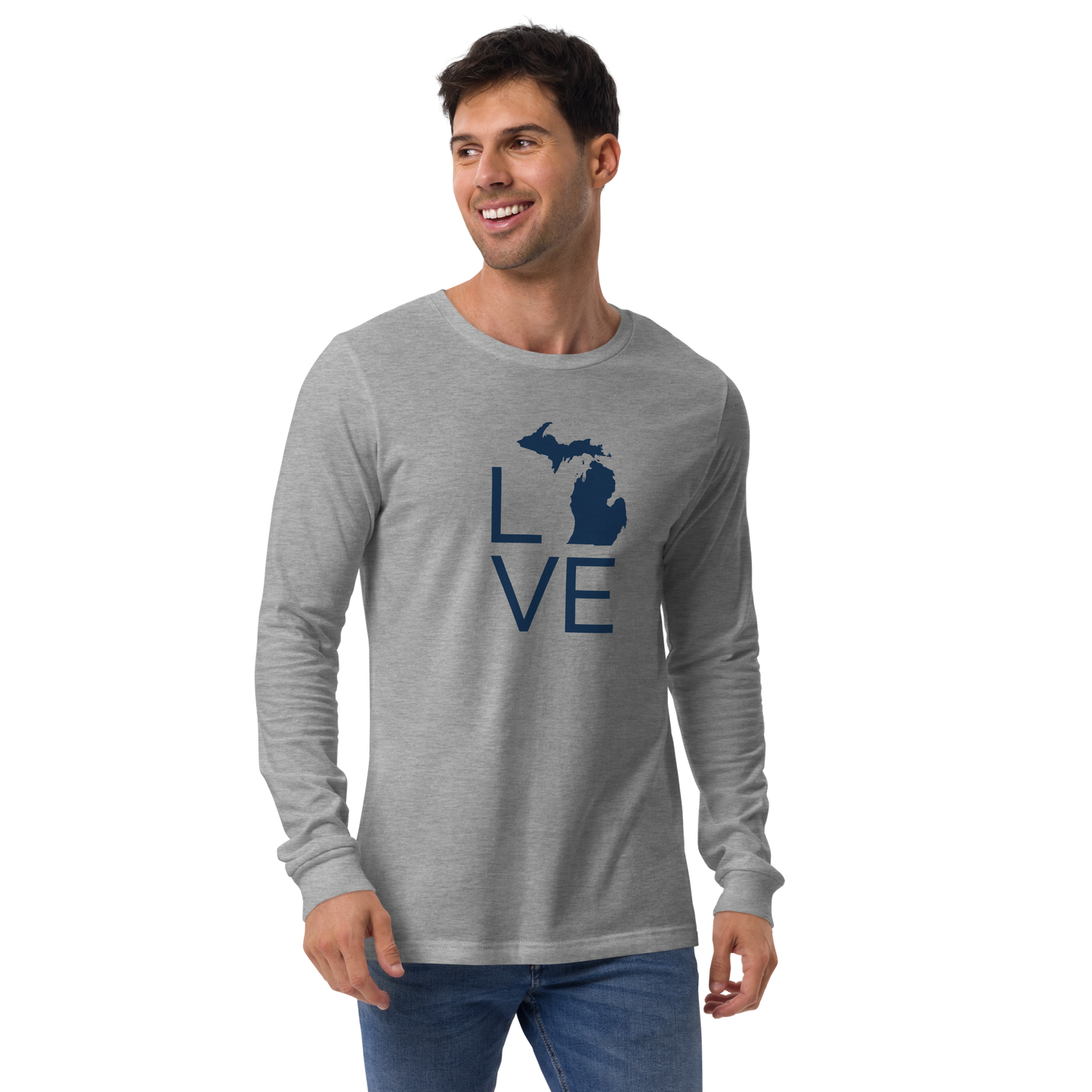 Michigan 'Love' T-Shirt (Thin Sans Font) | Unisex Long Sleeve