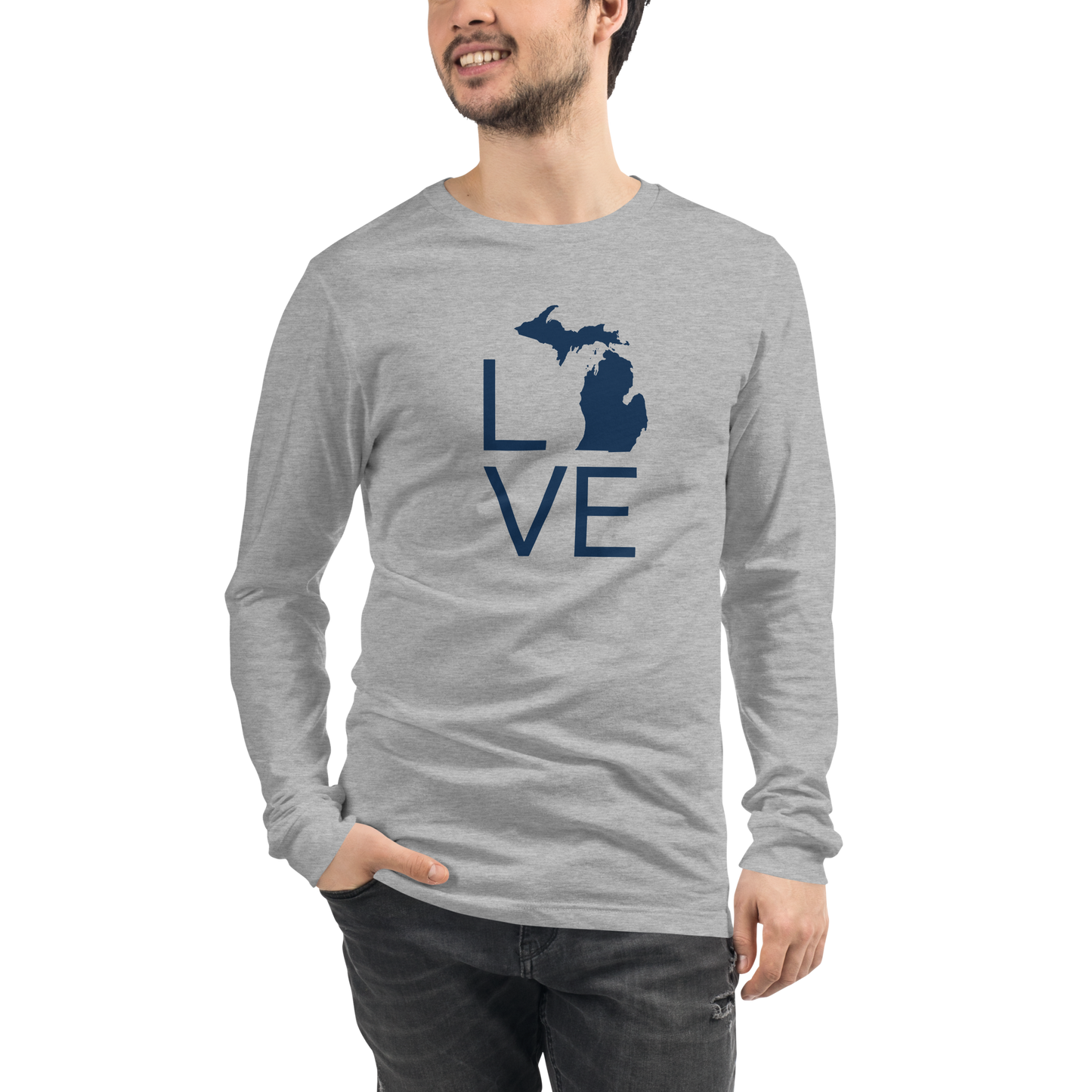 Michigan 'Love' T-Shirt (Thin Sans Font) | Unisex Long Sleeve