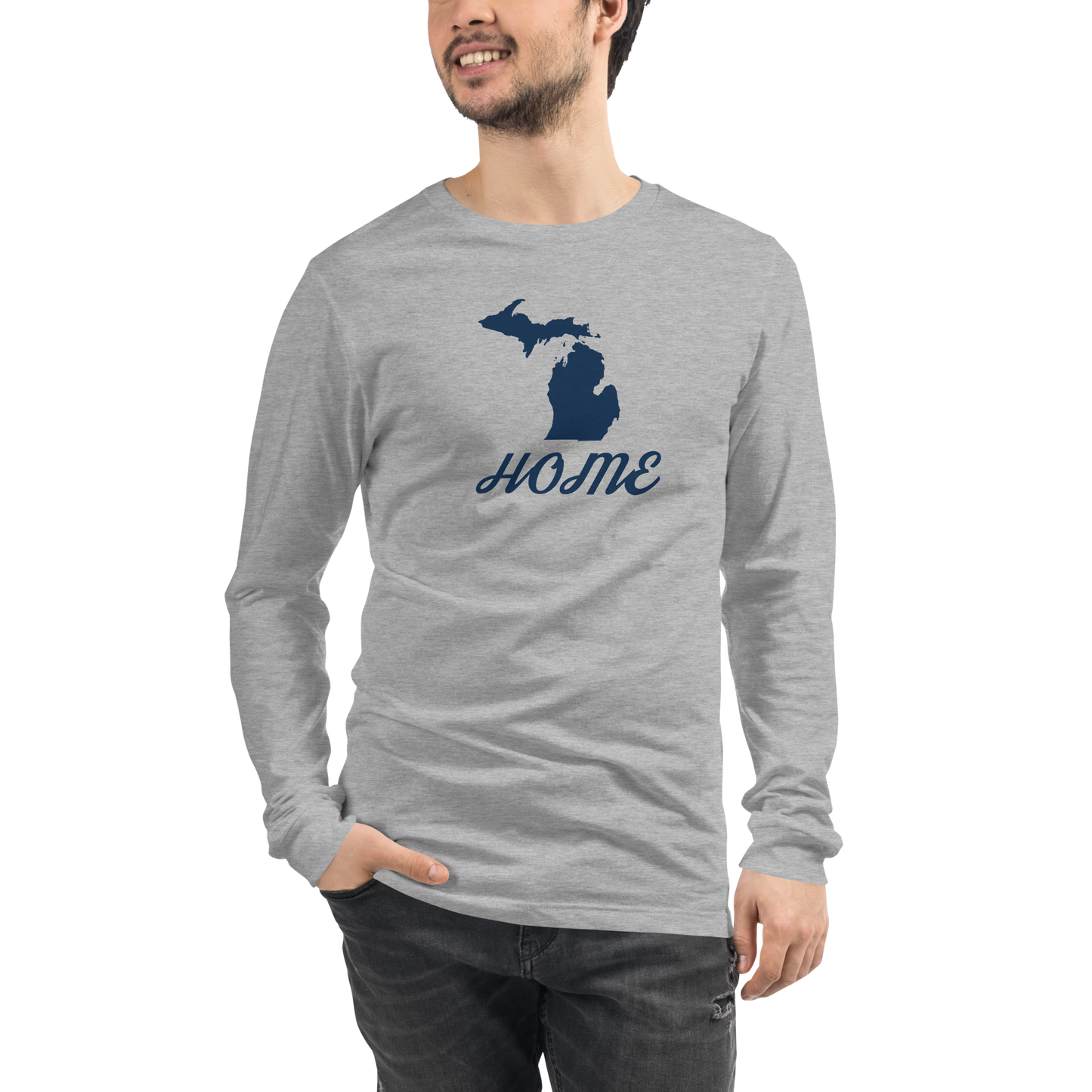 Michigan 'Home' T-Shirt (Retro Script Font) | Unisex Long Sleeve