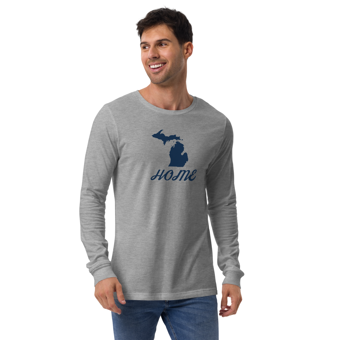 Michigan 'Home' T-Shirt (Retro Script Font) | Unisex Long Sleeve