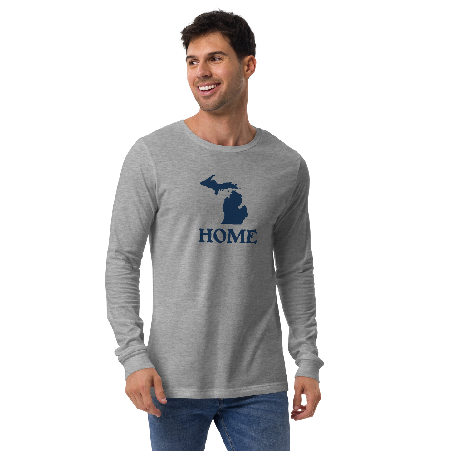 Michigan 'Home' T-Shirt (Woodcut Font) | Unisex Long Sleeve