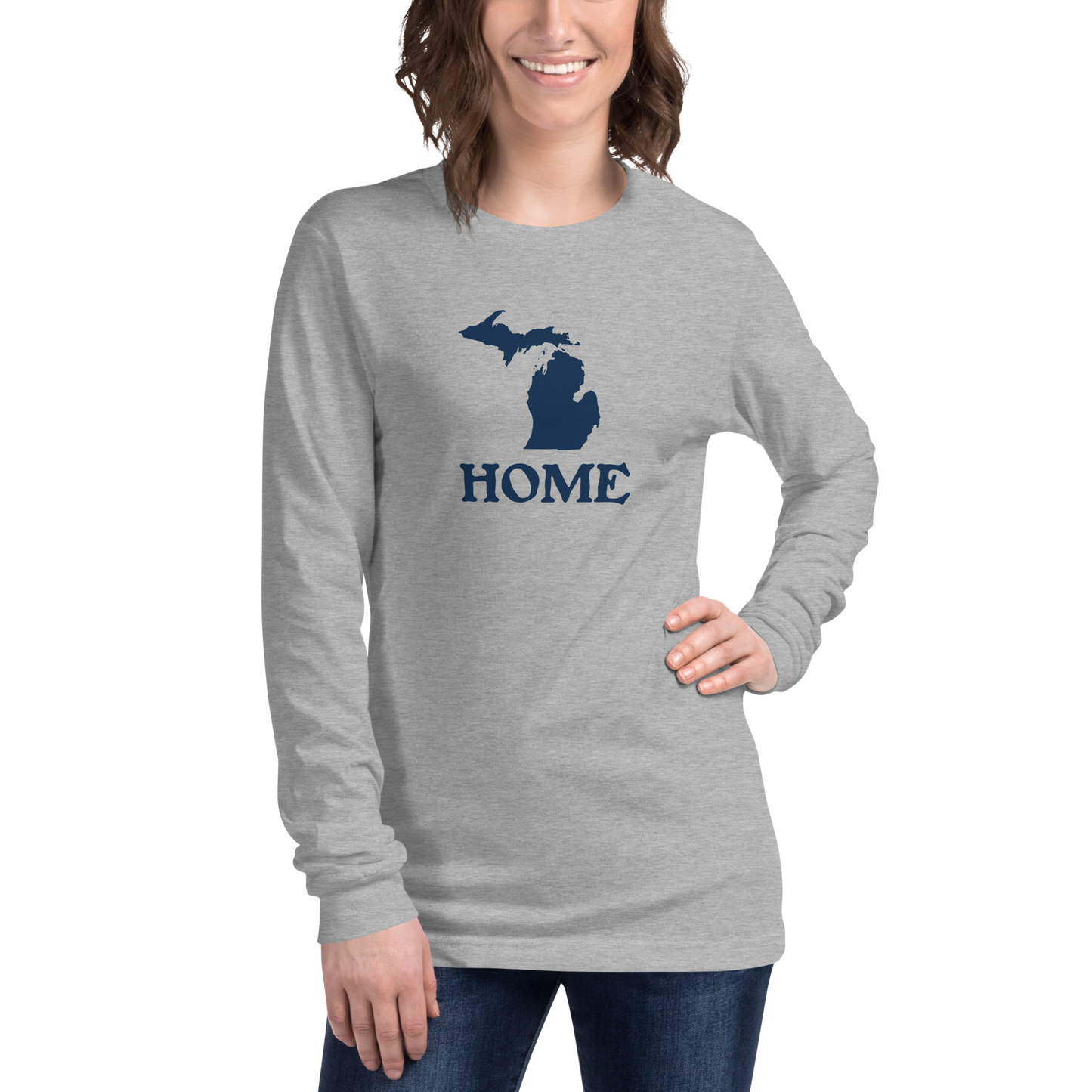 Michigan 'Home' T-Shirt (Woodcut Font) | Unisex Long Sleeve