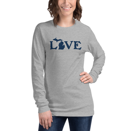 Michigan 'Love' T-Shirt (Woodcut Font) | Unisex Long Sleeve