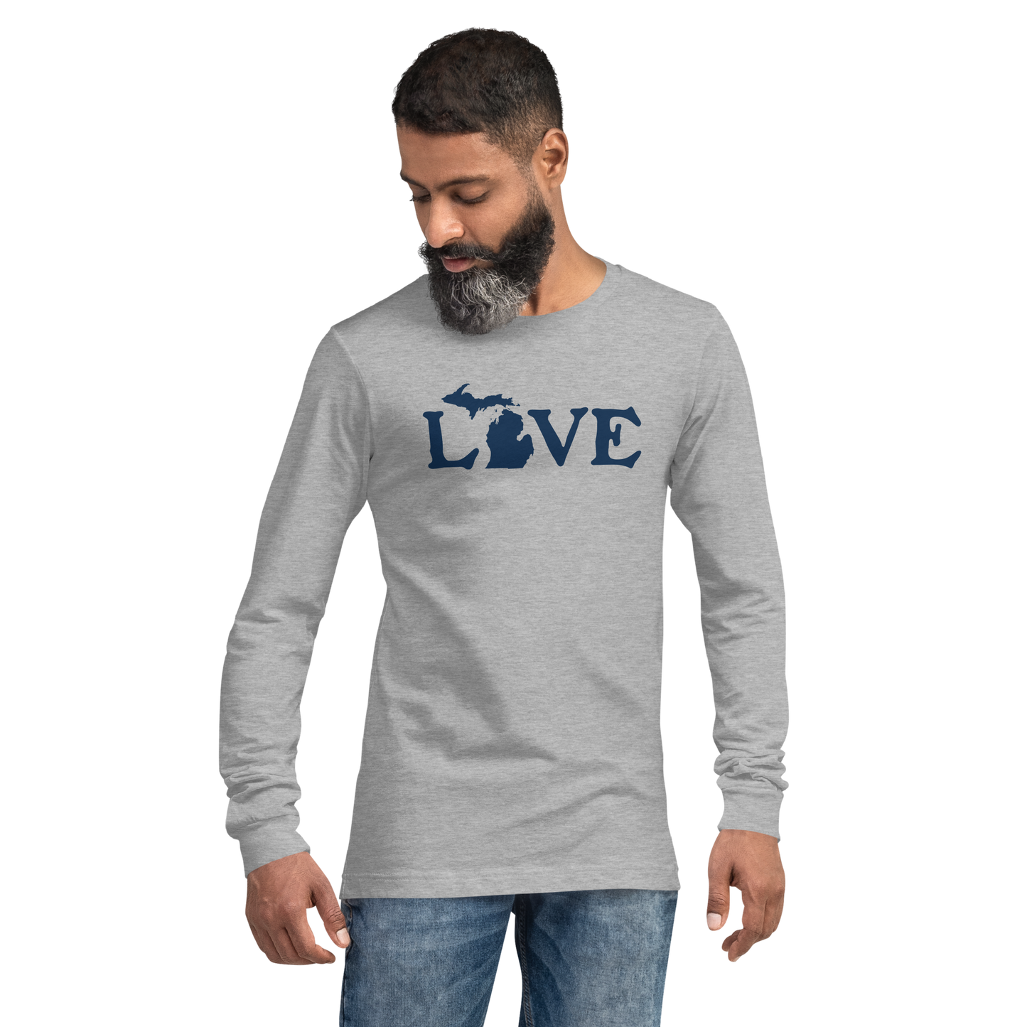 Michigan 'Love' T-Shirt (Woodcut Font) | Unisex Long Sleeve