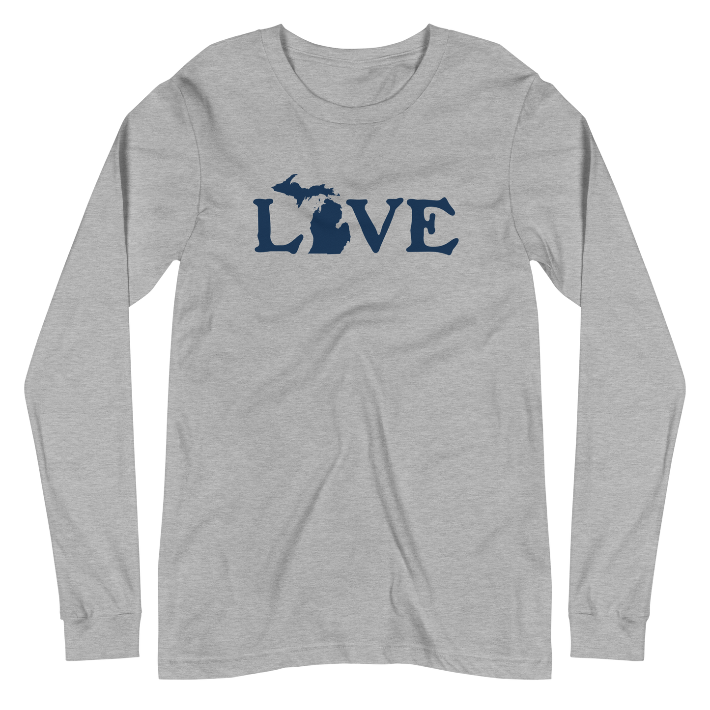 Michigan 'Love' T-Shirt (Woodcut Font) | Unisex Long Sleeve