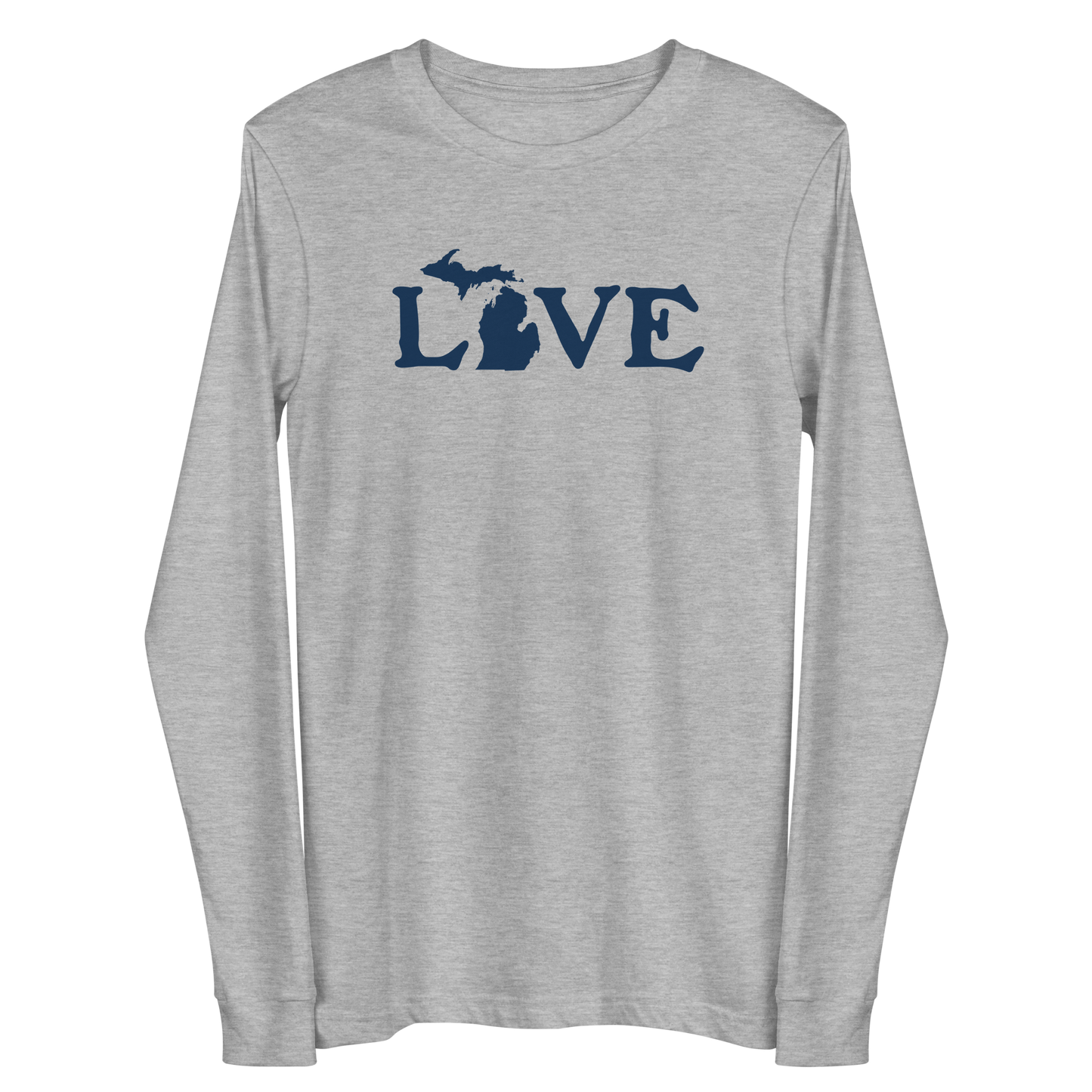 Michigan 'Love' T-Shirt (Woodcut Font) | Unisex Long Sleeve