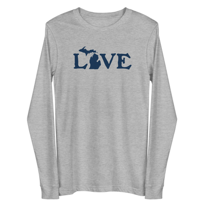 Michigan 'Love' T-Shirt (Woodcut Font) | Unisex Long Sleeve