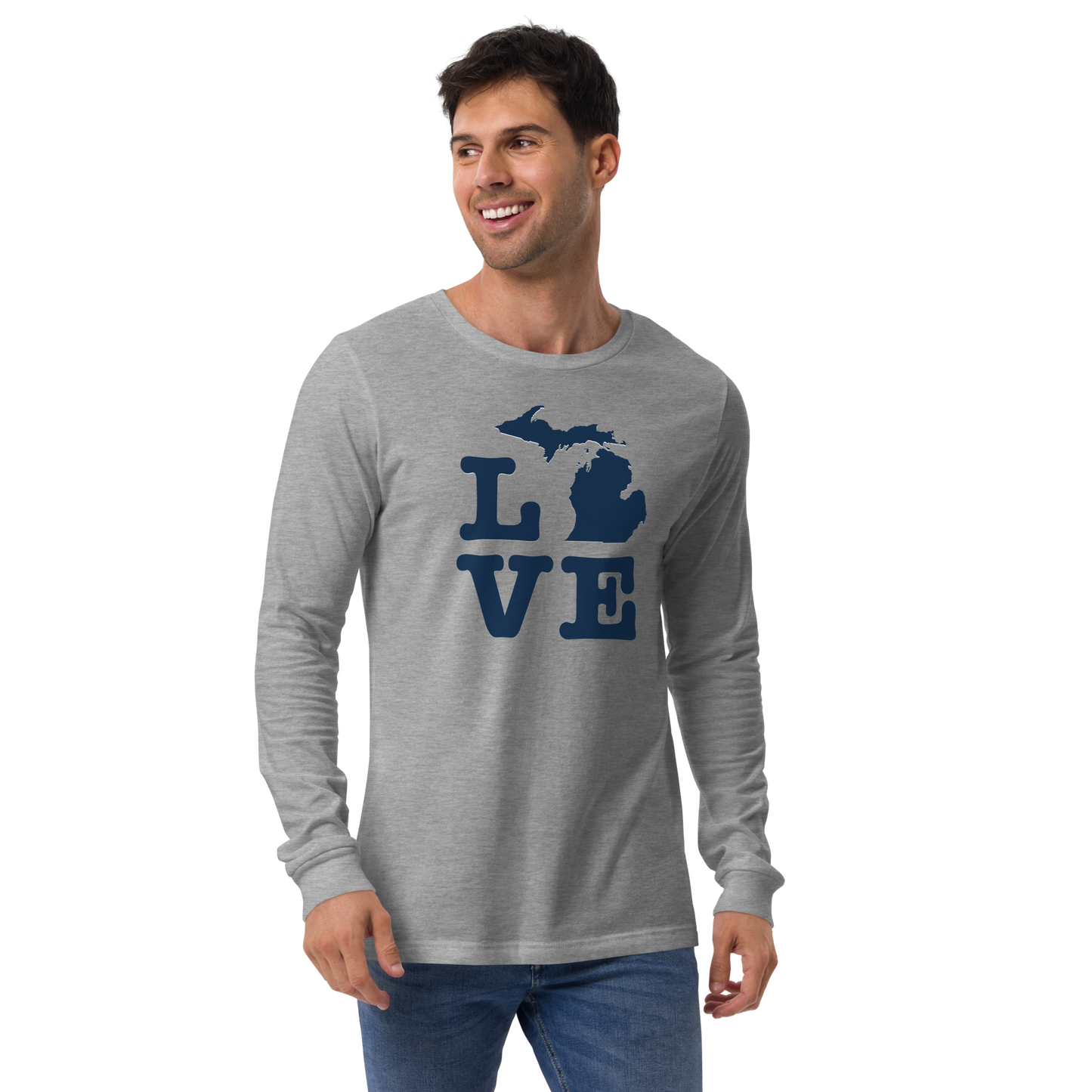 Michigan 'Love' T-Shirt (Typewriter Font) | Unisex Long Sleeve