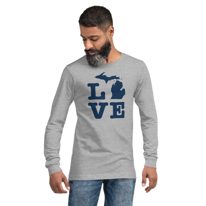 Michigan 'Love' T-Shirt (Typewriter Font) | Unisex Long Sleeve