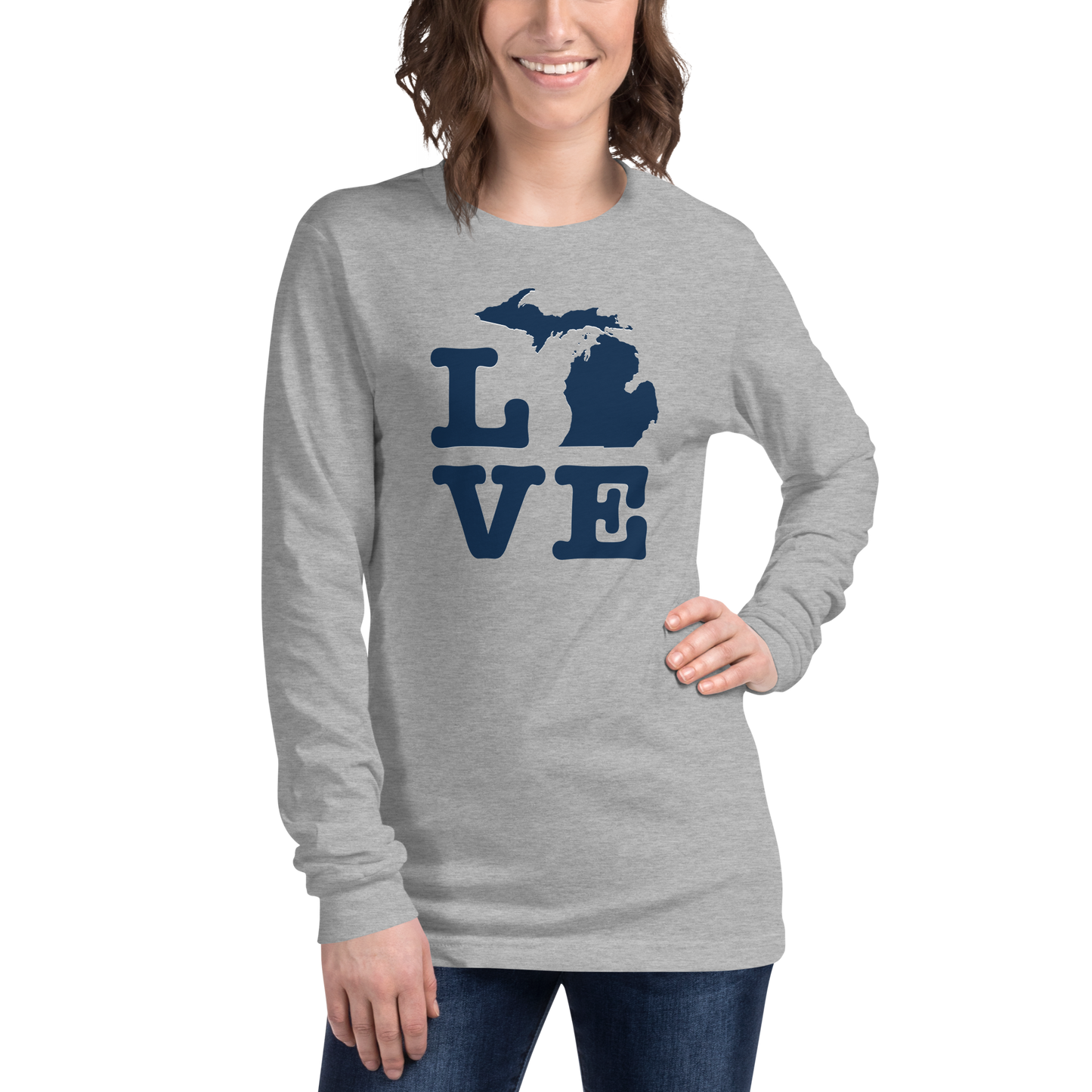 Michigan 'Love' T-Shirt (Typewriter Font) | Unisex Long Sleeve