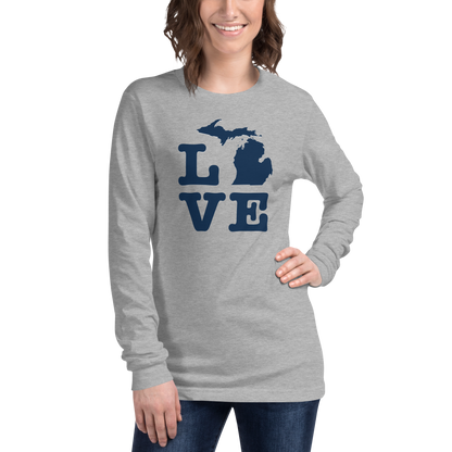 Michigan 'Love' T-Shirt (Typewriter Font) | Unisex Long Sleeve