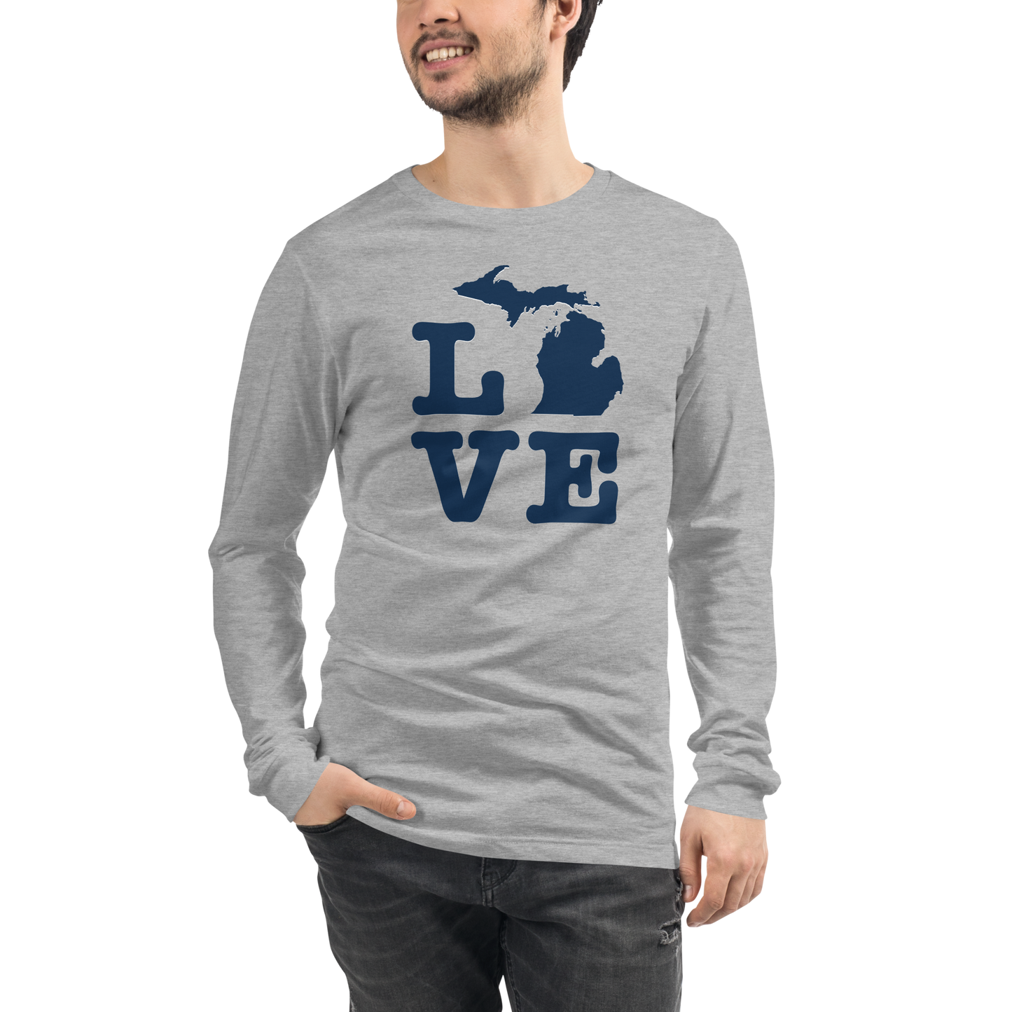 Michigan 'Love' T-Shirt (Typewriter Font) | Unisex Long Sleeve