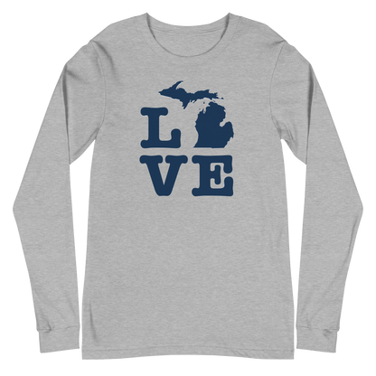 Michigan 'Love' T-Shirt (Typewriter Font) | Unisex Long Sleeve