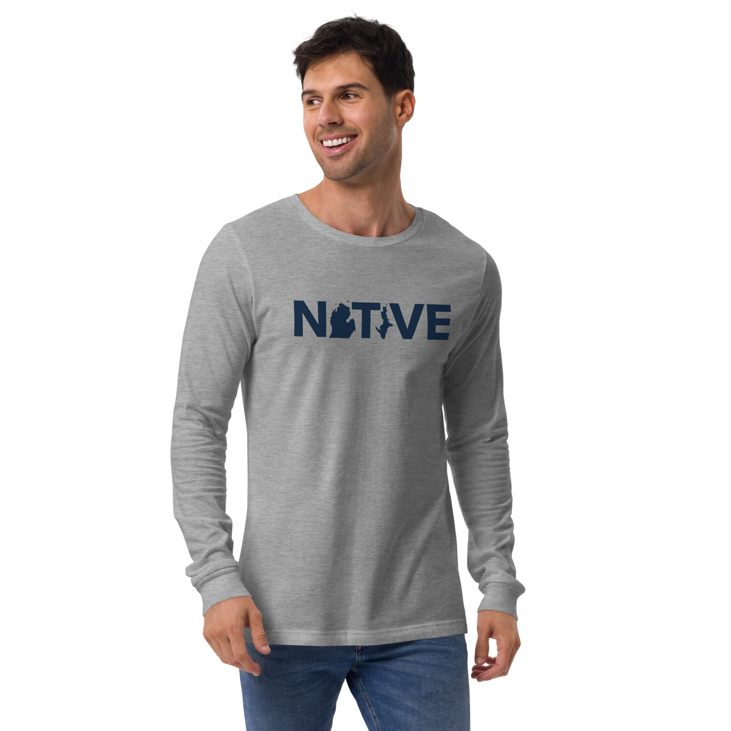 Michigan 'Native' T-Shirt (Geometric Sans Font) | Unisex Long Sleeve