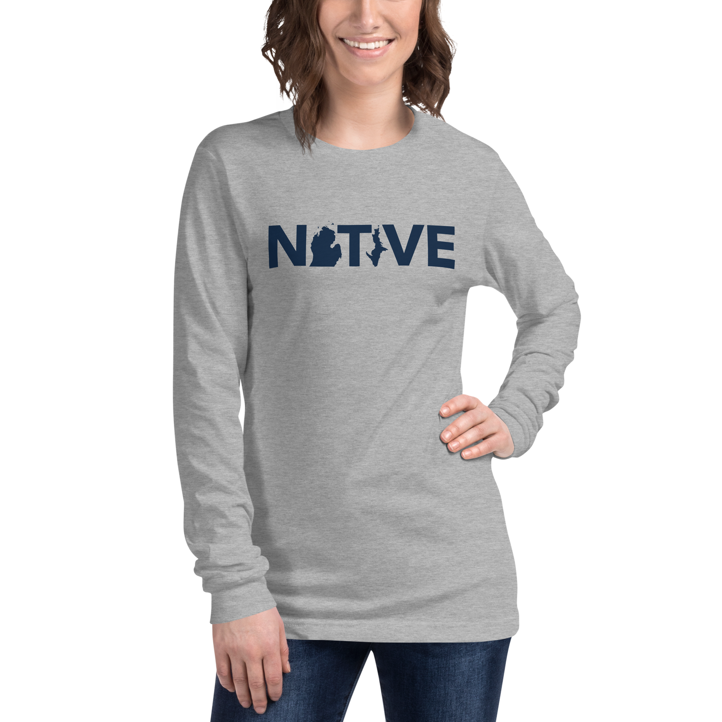 Michigan 'Native' T-Shirt (Geometric Sans Font) | Unisex Long Sleeve