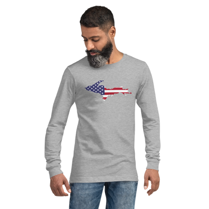 Michigan Upper Peninsula T-Shirt (w/ UP USA Flag Outline) | Unisex Long Sleeve