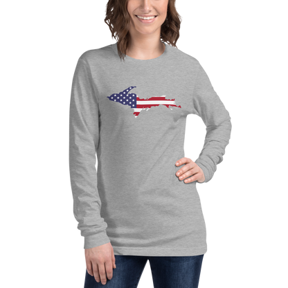 Michigan Upper Peninsula T-Shirt (w/ UP USA Flag Outline) | Unisex Long Sleeve