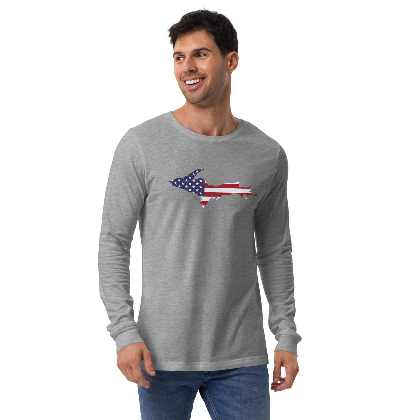 Michigan Upper Peninsula T-Shirt (w/ UP USA Flag Outline) | Unisex Long Sleeve