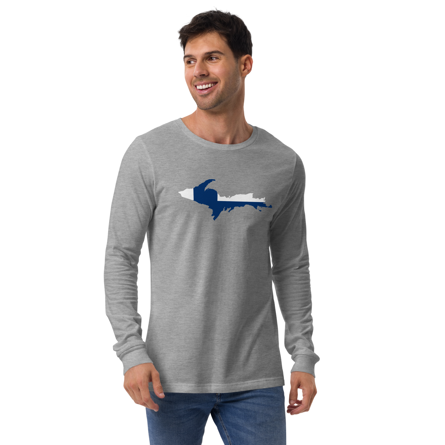 Michigan Upper Peninsula T-Shirt (w/ UP Finland Flag Outline) | Unisex Long Sleeve