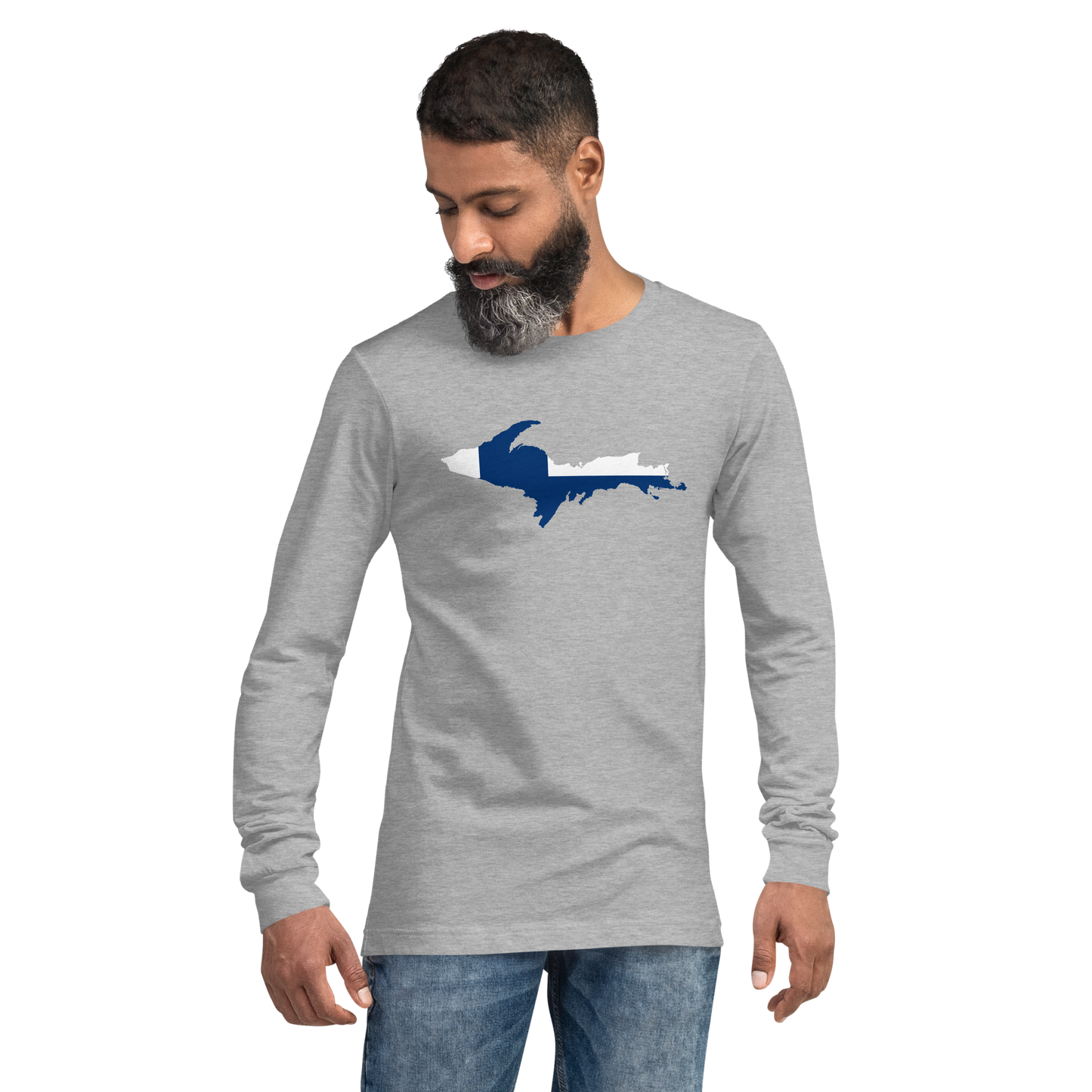 Michigan Upper Peninsula T-Shirt (w/ UP Finland Flag Outline) | Unisex Long Sleeve