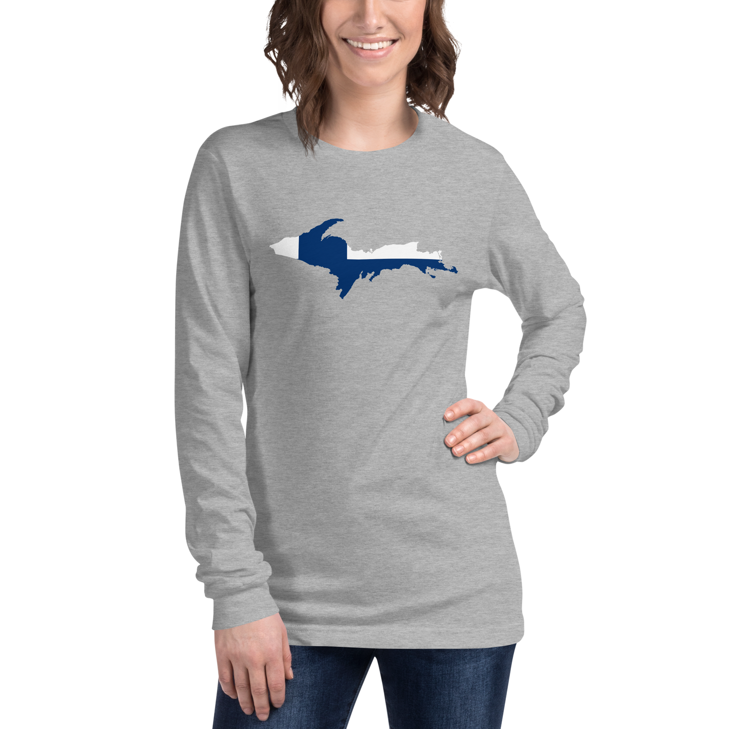 Michigan Upper Peninsula T-Shirt (w/ UP Finland Flag Outline) | Unisex Long Sleeve