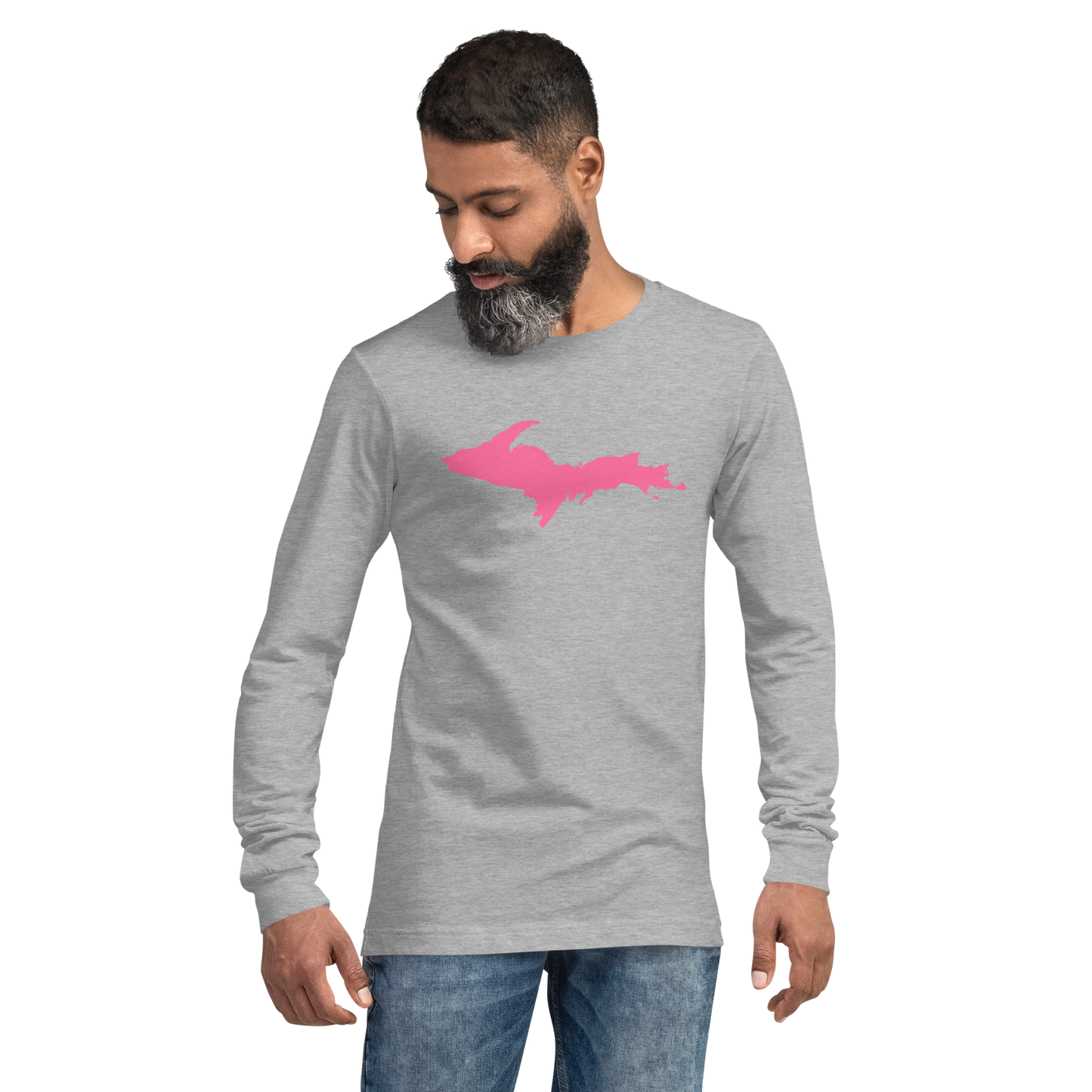 Michigan Upper Peninsula T-Shirt (w/ Pink UP Outline) | Unisex Long Sleeve