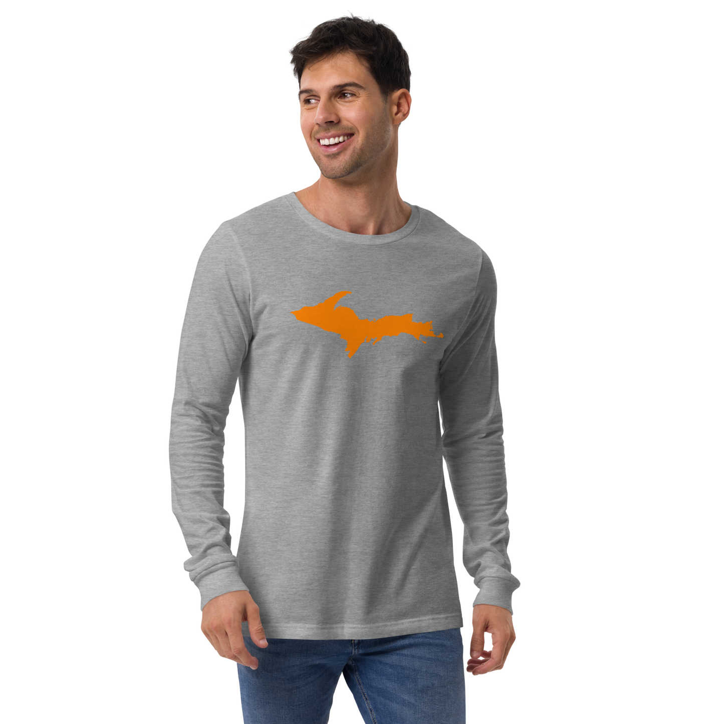 Michigan Upper Peninsula T-Shirt (w/ Orange UP Outline) | Unisex Long Sleeve