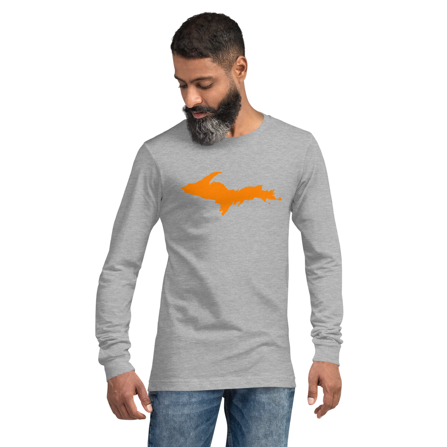 Michigan Upper Peninsula T-Shirt (w/ Orange UP Outline) | Unisex Long Sleeve