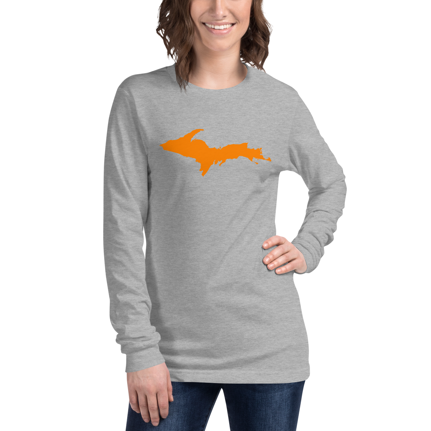 Michigan Upper Peninsula T-Shirt (w/ Orange UP Outline) | Unisex Long Sleeve