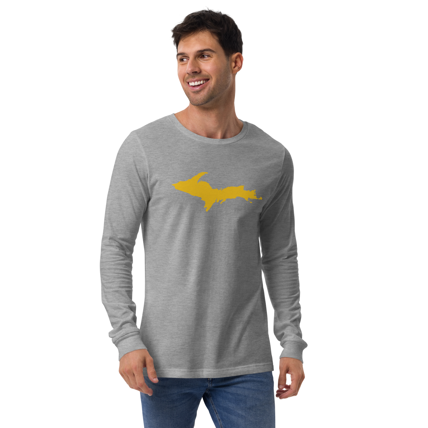 Michigan Upper Peninsula T-Shirt (w/ Gold UP Outline) | Unisex Long Sleeve