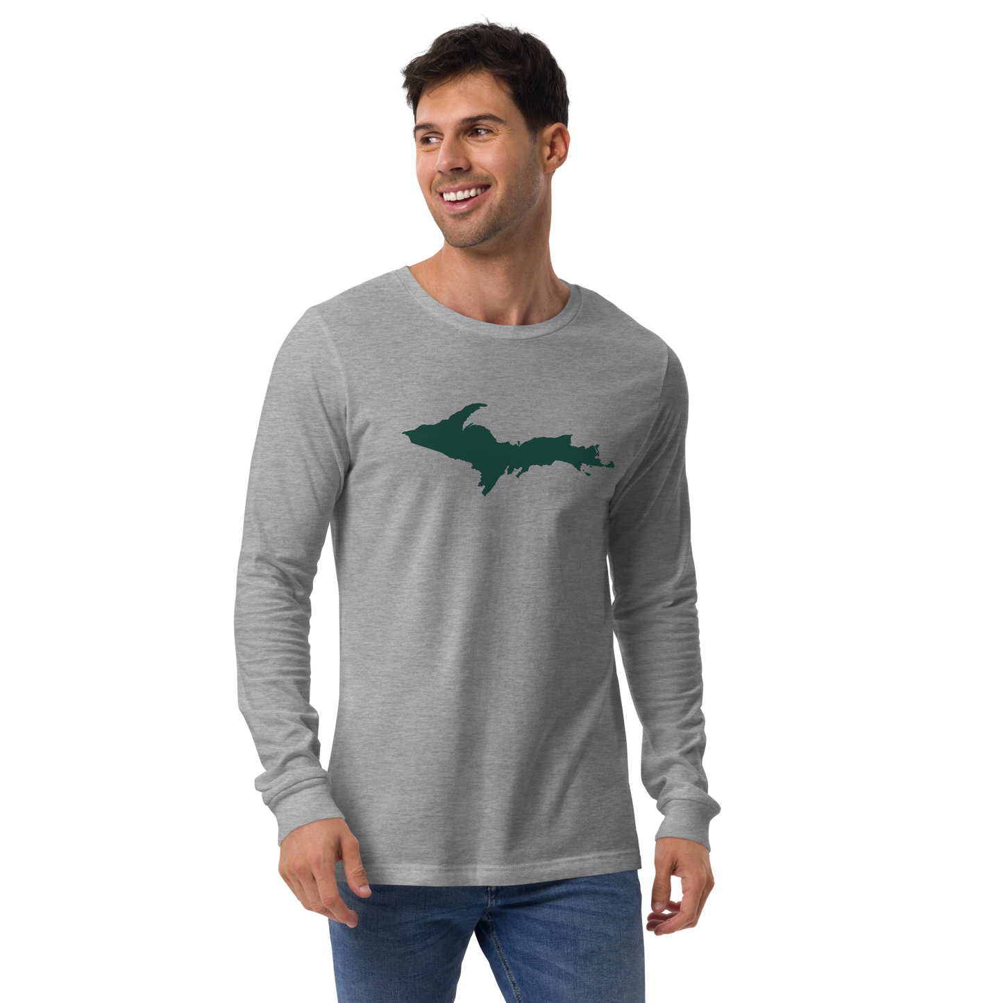 Michigan Upper Peninsula T-Shirt (w/ Green UP Outline) | Unisex Long Sleeve