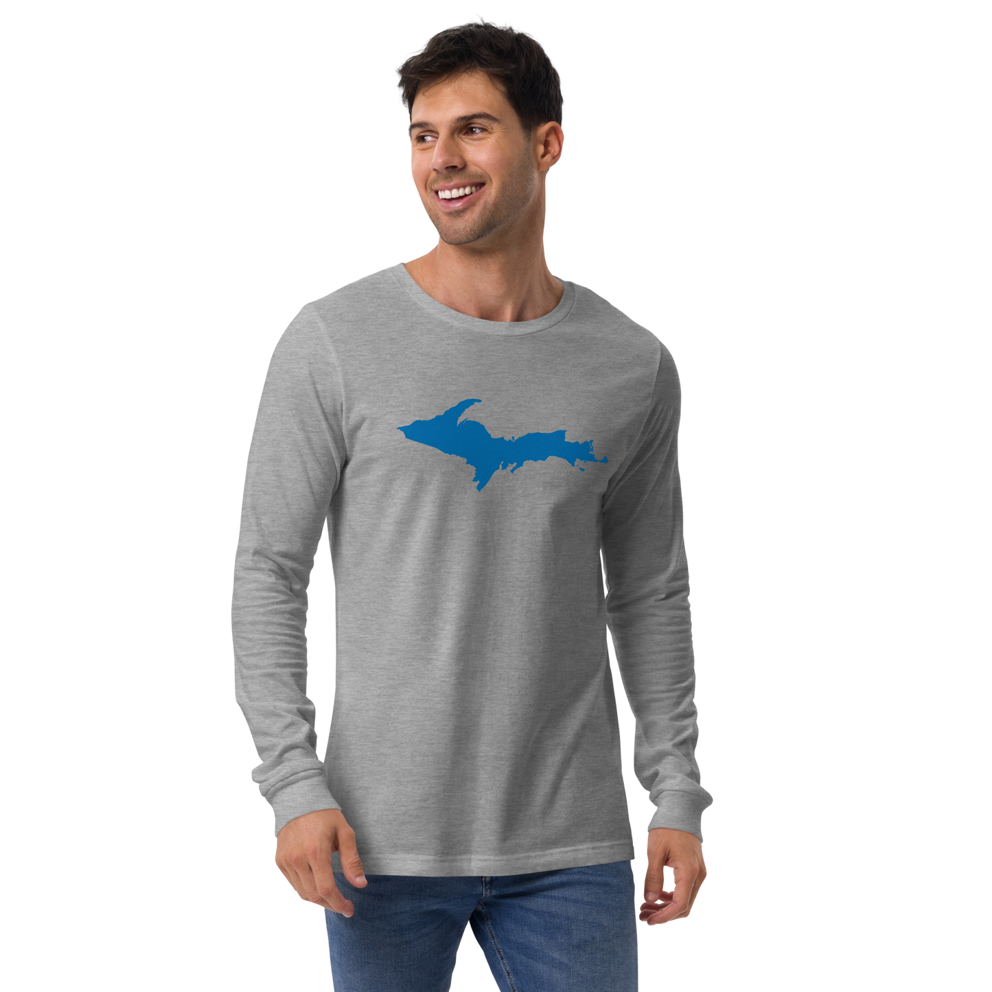 Michigan Upper Peninsula T-Shirt (w/ Azure UP Outline) | Unisex Long Sleeve