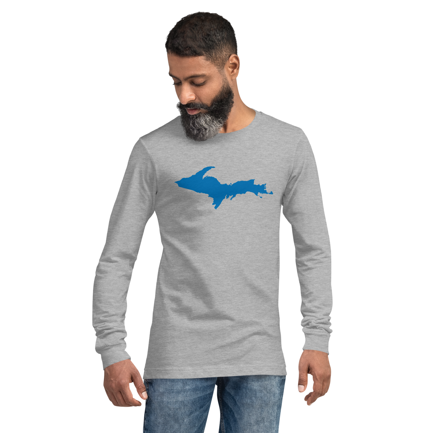 Michigan Upper Peninsula T-Shirt (w/ Azure UP Outline) | Unisex Long Sleeve