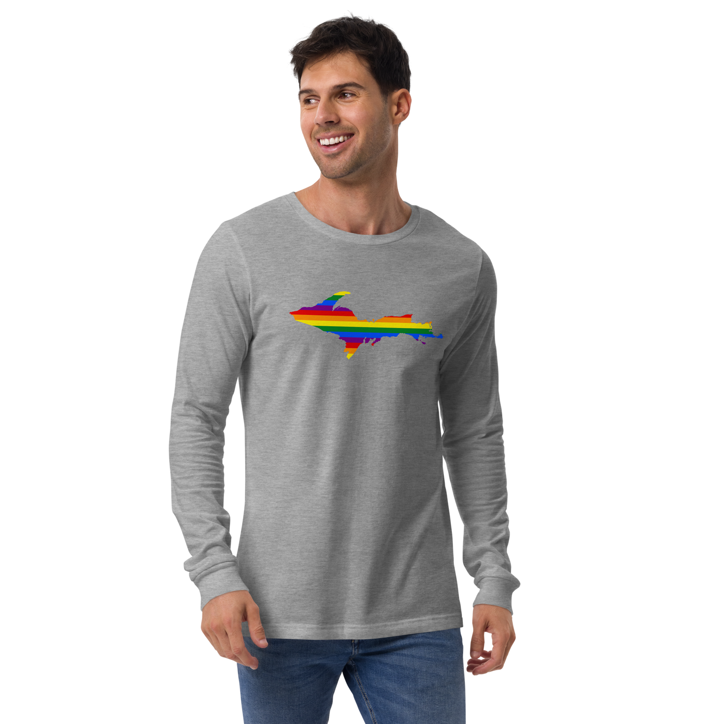 Michigan Upper Peninsula T-Shirt (w/ UP Pride Flag Outline) | Unisex Long Sleeve