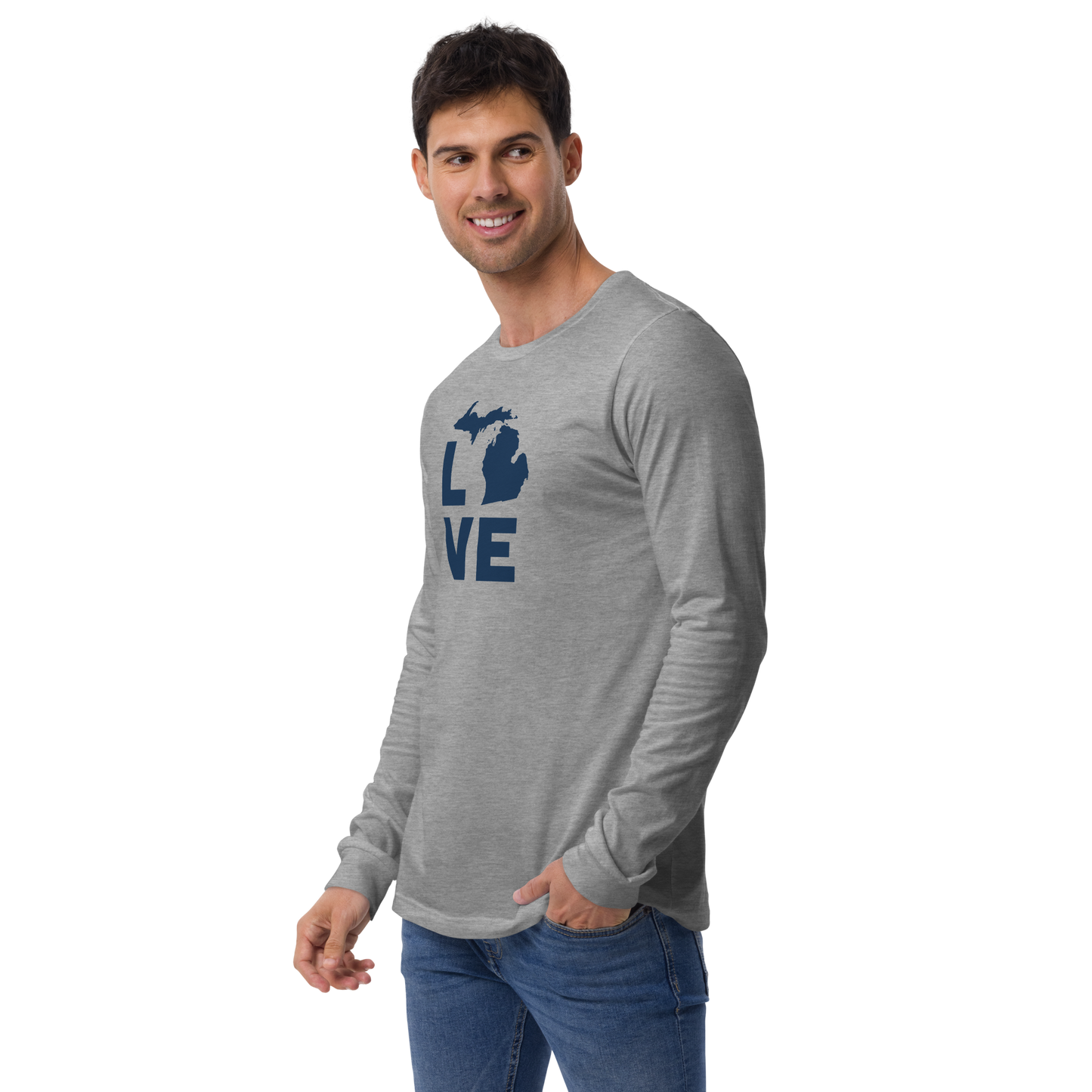 Michigan 'Love' T-Shirt (Geometric Sans Font) | Unisex Long Sleeve