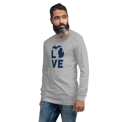 Michigan 'Love' T-Shirt (Geometric Sans Font) | Unisex Long Sleeve