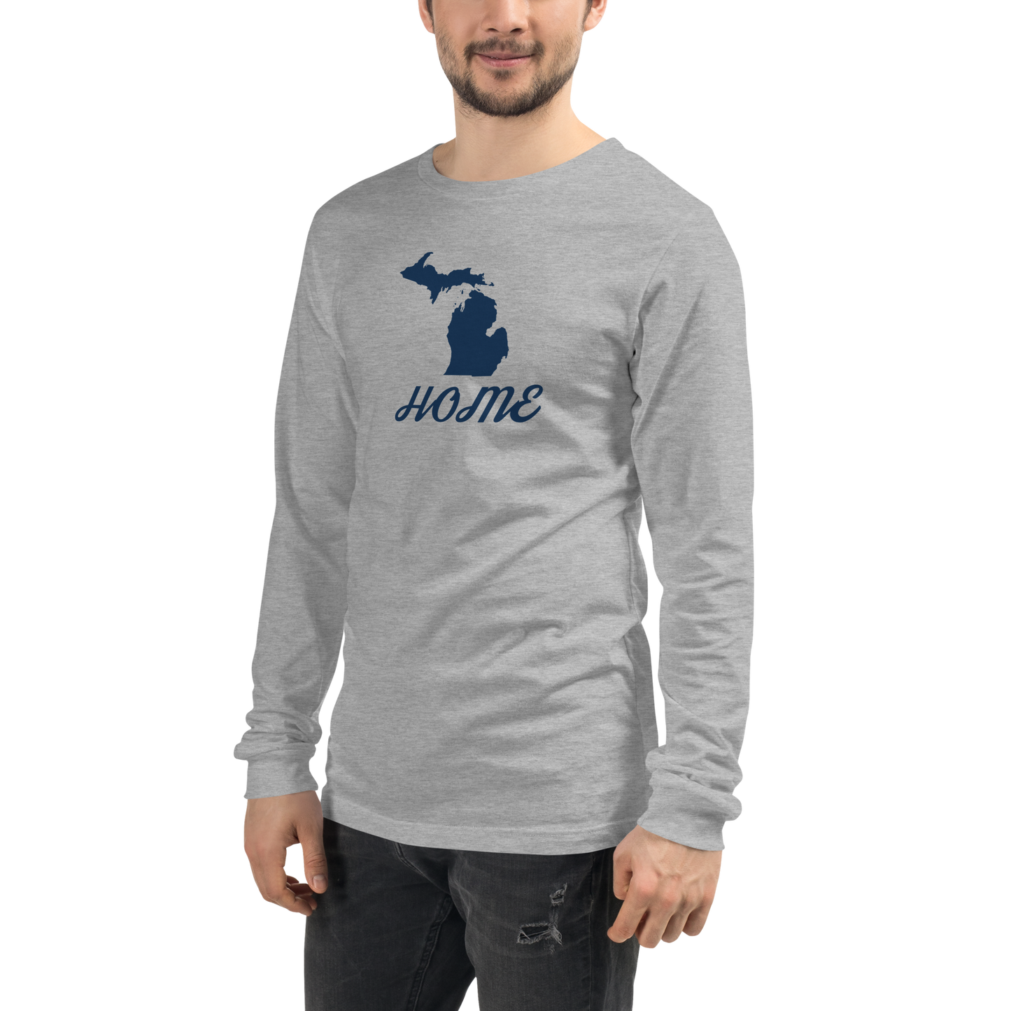 Michigan 'Home' T-Shirt (Retro Script Font) | Unisex Long Sleeve