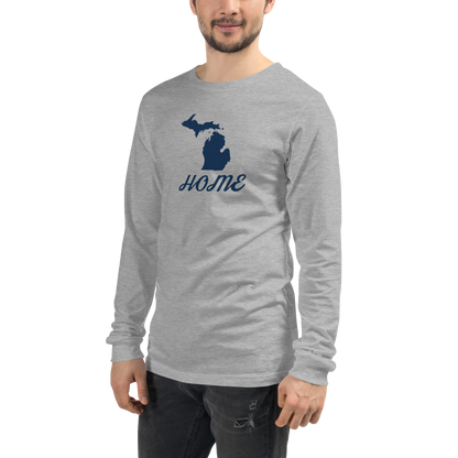 Michigan 'Home' T-Shirt (Retro Script Font) | Unisex Long Sleeve