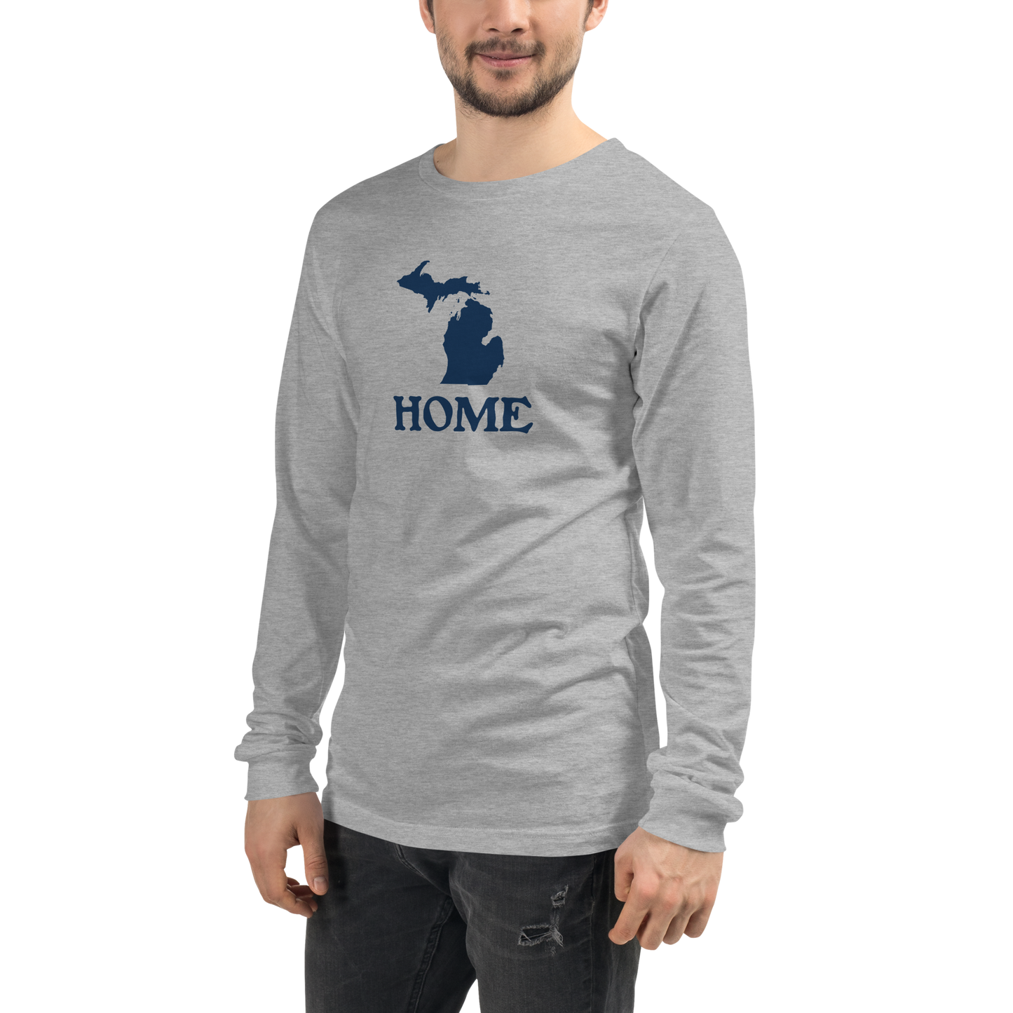 Michigan 'Home' T-Shirt (Woodcut Font) | Unisex Long Sleeve