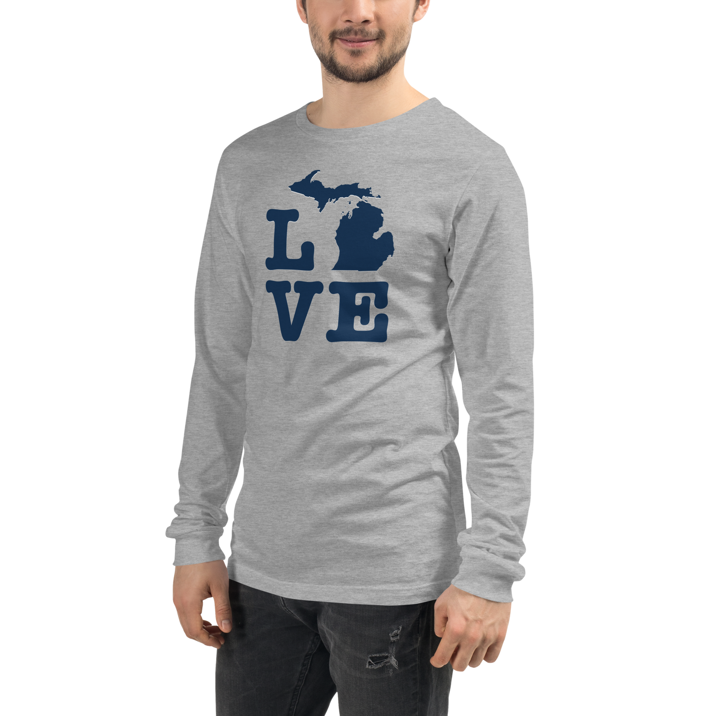 Michigan 'Love' T-Shirt (Typewriter Font) | Unisex Long Sleeve